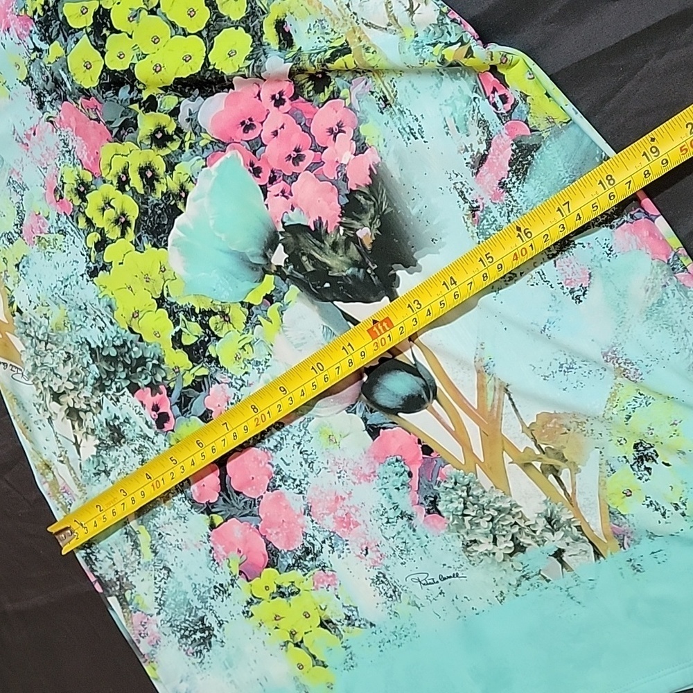Roberto Cavalli Teal Floral Short Sleeve Mini Dress Size 46 - Picture 10 of 16